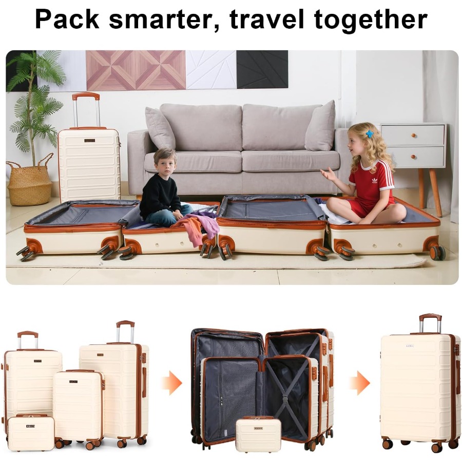 مجموعة حقائب سفر مكونة من 4 قط - مراجعة Expandable Hard Shell Luggage Set وسعره
