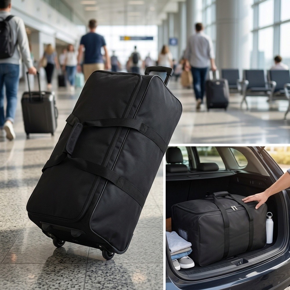 حقيبة سفر كبيرة الحجم قابلة لل - مراجعة Foldable Rolling Luggage Bag وسعره