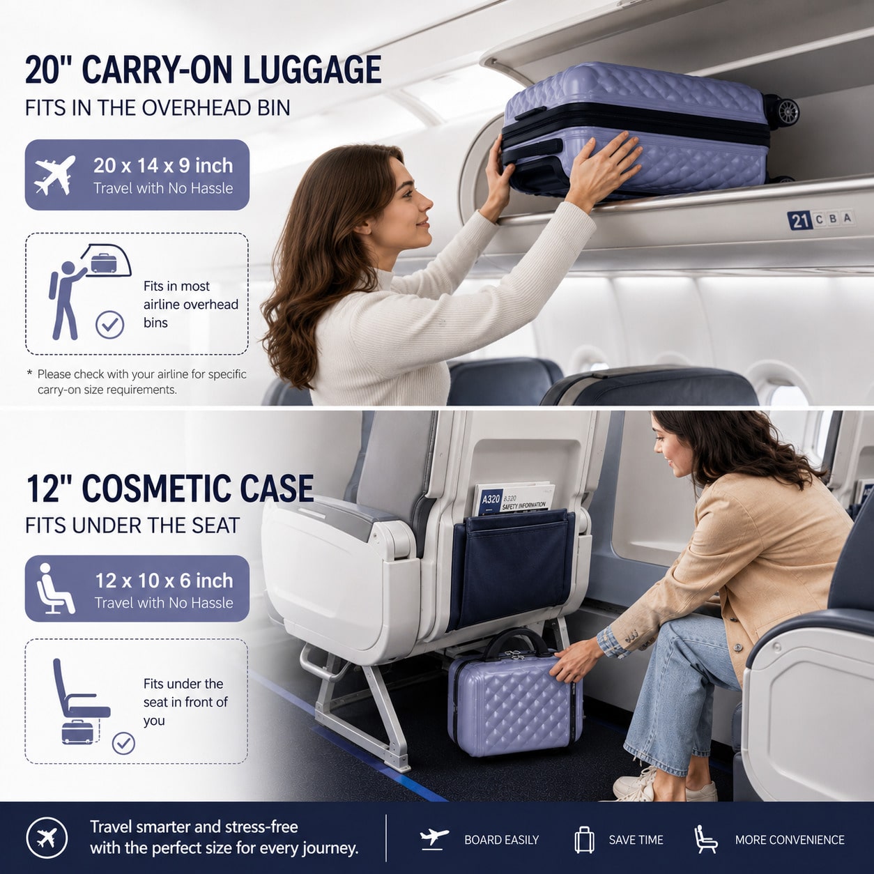 طقم حقائب سفر مكون من قطعتين،  - مراجعة Cabin Size Lightweight Travel Trolley وسعره