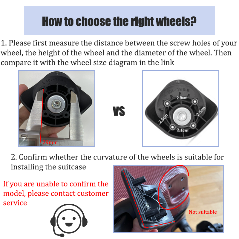 طقم إصلاح عجلات الأمتعة W023 م - مراجعة Silent Replacement Luggage Wheels وسعره