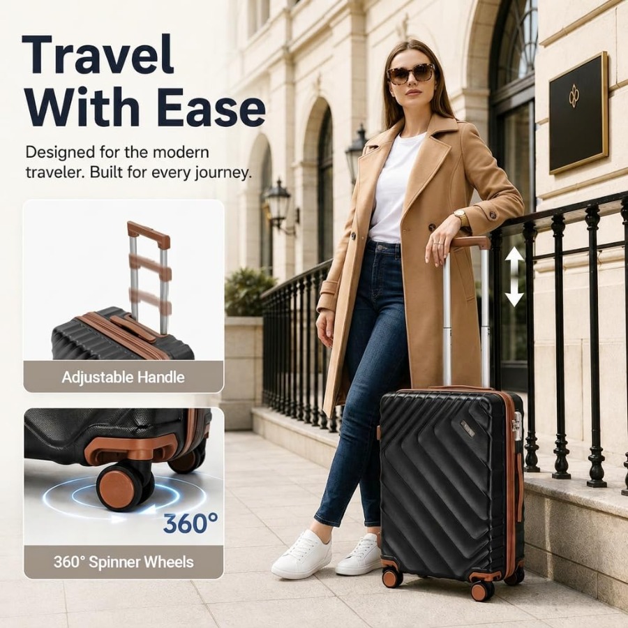 طقم حقائب سفر صلبة قابلة للتوس - مراجعة Expandable Hard Shell Luggage Set وسعره
